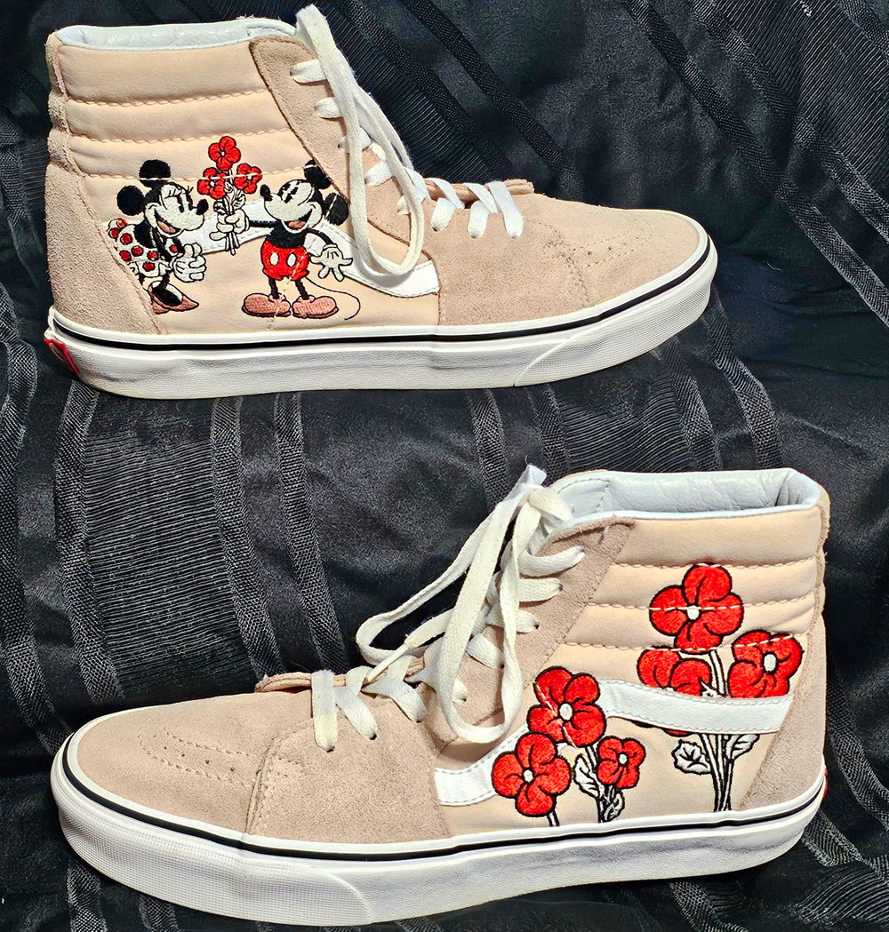 Disney x Vans Sk8-Hi Mickey Minnie Mouse 90th Anniversary Pink Suede Women's 10